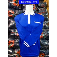 grosir kaos kerah biru bca kombinasi putih