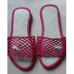 kerajinan sandal anyaman panama pink fanta