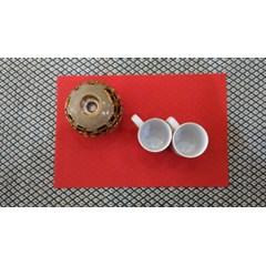 placemat pvc/tatakan piring plastik merah