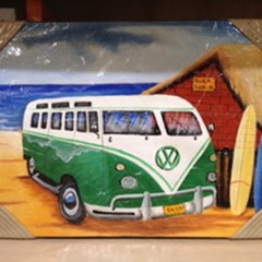 home decor pajangan dinding lukisan vw van hijau