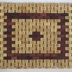 tatakan piring kayu/ placemat musi bahari putih merah