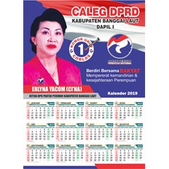 cetak atribut calegkalender 32 x 64 cm, tahun 2019