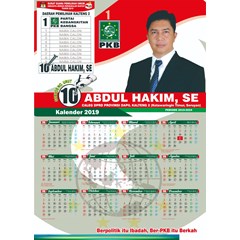 atribut caleg kalender 2019, tahunan, ukuran 38 x 64 cm