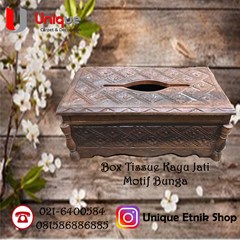 tempat tisue kayu jati ukir bunga/ tempat penyimpanan tissue/ kerajinan kayu 