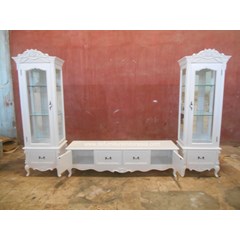 lemari bufet tv white duco broderick kerajinan kayu