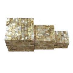 kotak perhiasan kerang gold / jual kotak perhiasan set isi 3 pcs / kotak souvenir