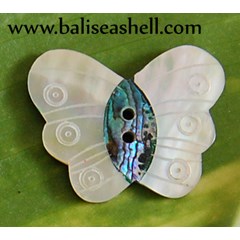 button from seashell paua mop motive butterfly / kancing baju dari kerang laut paua motif kupu - kupu 