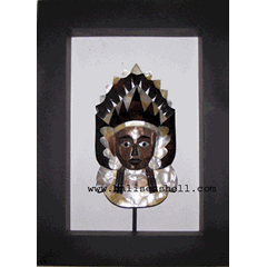 mask shape frame wall from seashell / topeng bentuk bingkai dinding dari kerang laut