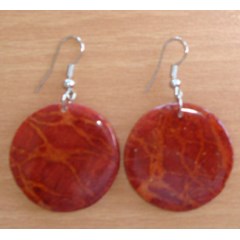 red coral earring rounds / anting koral merah bentuk bulat