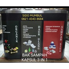 bak sampah kapsul stainless steel gandeng 3