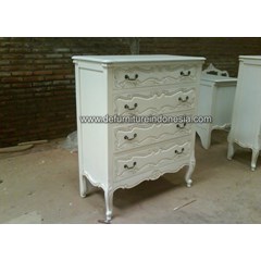 kerajinan kayu nakas 4 laci white duco