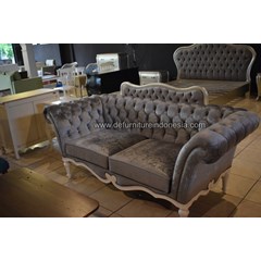kerajinan kayu sofa white silver alesso