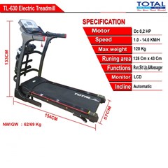 tl-630 electric treadmill 2 hp + mass (auto incline)