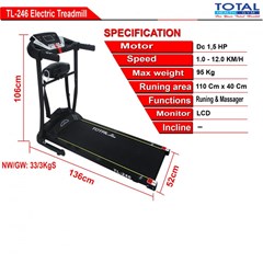 tl-246 small electrik treadmill 1,5 hp 3 function