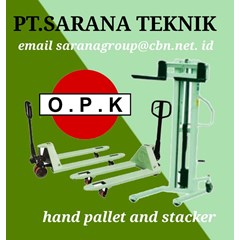 opk hand pallet stockist pt.sarana teknik opk material handling stacker