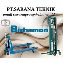 pt sarana teknik bishamon hand pallet type bm bishamon hand pallet bishamon hand pallet & stacker blue serie made in japan stockist bishamon hand pallet