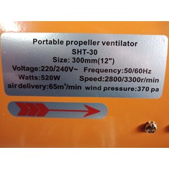 portable ventilator 12inch 220v 1phase 50hz