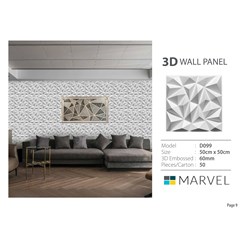 wall panel motif triangle 3d marvel pvc/wallpanel white