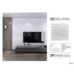 wallpaper dinding 3d putih motif ombak / wallpanel marvel wave