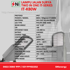 lampu jalan pju led two in one 80w sni