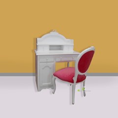 meja belajar warna putih desain cantik divana kerajinan kayu