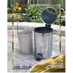 pedal bin stainless 5 lt metal bucket, tempat sampah, 91085