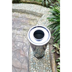 asbak tempat sampah stainless sedang single hole 35 lt, 91077