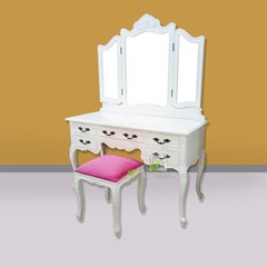 meja rias desain klasik terbaru warna putih kerajinan kayu