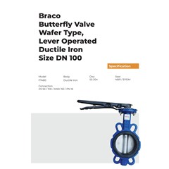 butterfly valve wafer type ductile iron 4 inch braco