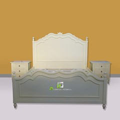 tempat tidur minimalis dua nakas warna cantik kerajinan kayu