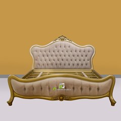 tempat tidur klasik mewah terlaris warna gold kerajinan kayu