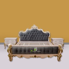tempat tidur klasik modern 2 nakas warna kombinasi kerajinan kayu