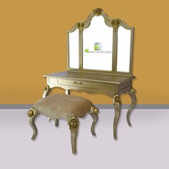 meja rias klasik elegant warna gold mewah kerajinan kayu