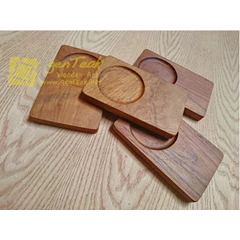 tatakan gelas kayu jati/teak coaster - persegi