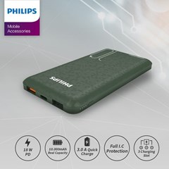 philips mobile power bank 10,000 mah dlp7715c pd 18w / qc 3.0 - green
