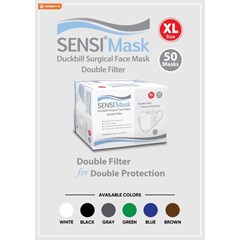 masker sensi duckbill size xl 4ply putih hitam abu cokelat isi 50