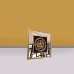 cermin kaligrafi glossy black square frame kerajinan kayu