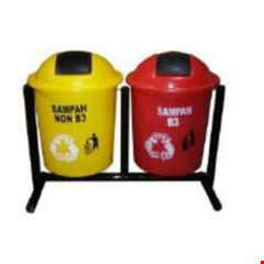 tempat sampah fiber dua pilah bulat