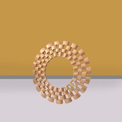 cermin square holograph gold kerajinan kayu