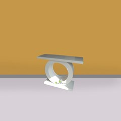 meja claire white desain futuristik kerajinan kayu