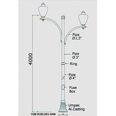 tiang pju decorative rubi-s2arm