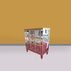rak cermin square plum glossy kerajinan kayu
