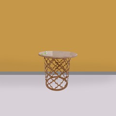 meja marmer motif rangka holograf kerajinan kayu