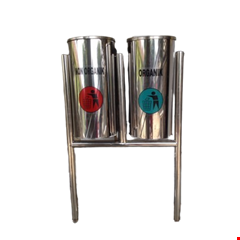 tempat sampah stainless 2 in 1 bulat