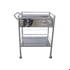 trolley instrumen 2 rak + laci stainlees steel