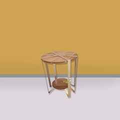 meja glazen circle kerajinan kayu