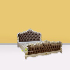 tempat tidur king size coklat ukir kerajinan kayu