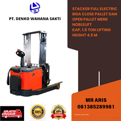 stacker full elektrik kap. 1,5 ton 4,5 m untuk semua jenis pallet 