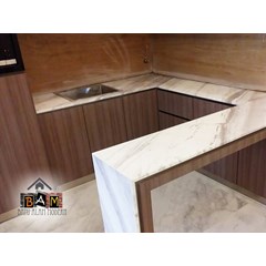 meja dapur marmer putih elegan