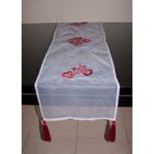 table runner glam red flower